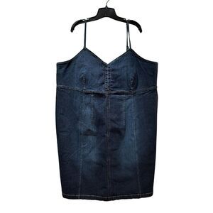 Vintage Venezia Denim Mini Dress 28 Dark Wash Stretch Spaghetti Strap NWT